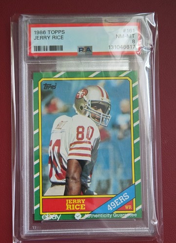 1986 Topps - Jerry Rice #161 C* on Copyright Line (RC) PSA 8