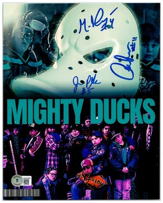 Mighty Ducks Jane Plank, Matt Doherty Aaron Schwartz Signed 8x10 Photo Beckett