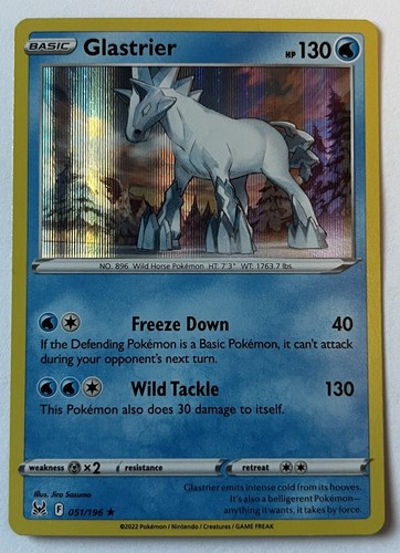 Pokemon Glastrier 051/196 Lost Origin Holo Rare TCG 2022 NM