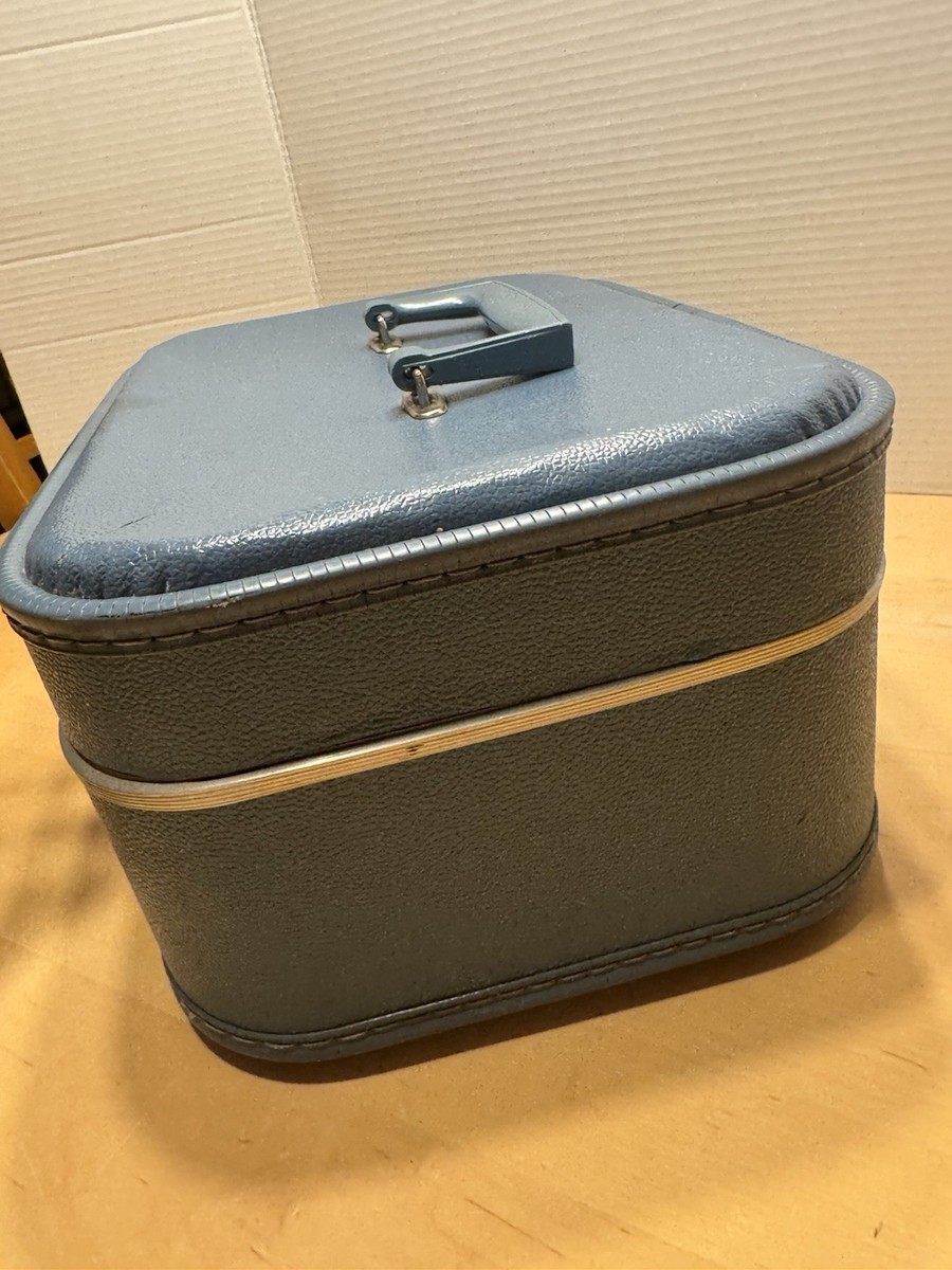 Vintage Blue Hard Shell Luggage Train Case Makeup Travel Case | eBay