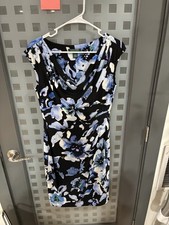 Lauren Ralph Lauren Blue Black Floral Sleeveless Dress - Size 8