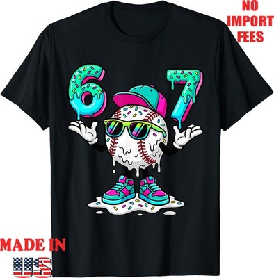 67 Meme Six Seven 6 7 Meme Funny Baseball Ice Cream Drip T-Shirt, Kid Adult Tee