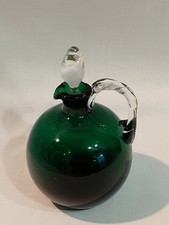 Murano bottiglia/caraffa verde bosco H 13 cm con tappo design v Nason Moretti