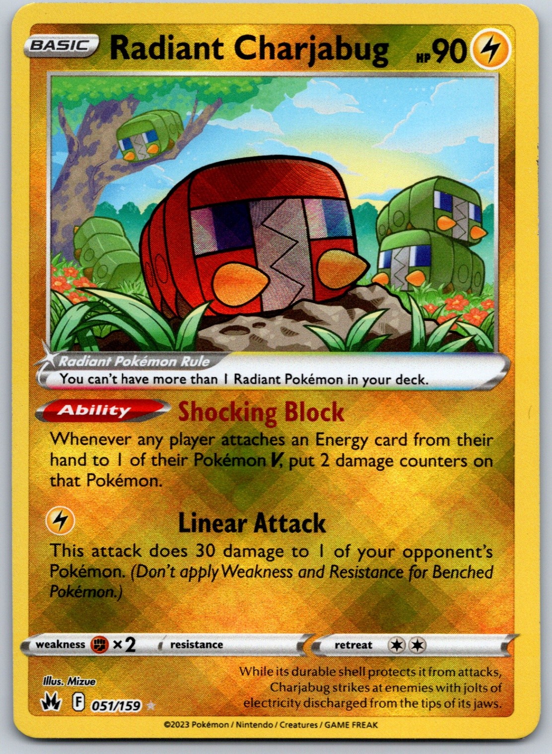 Radiant Charjabug Holo Radiant Rare Crown Zenith 051/159 NM