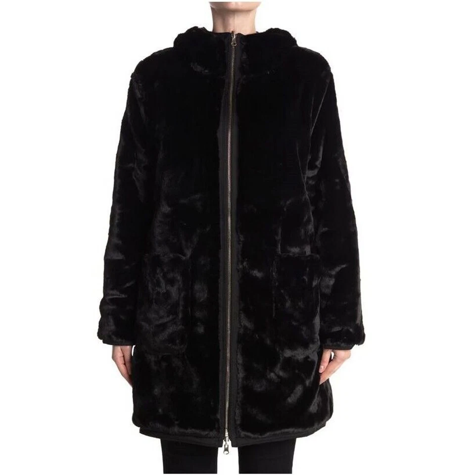 Jaqueta Parka Love Token Feminina Preta Tanya Reversível Pele Sintética Inverno Tamanho P - Imagem 3 de 4