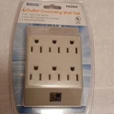 IIixtronic 6 outlet grounding wall tap  AC 125v/15a/1875W Mounting Bracket 