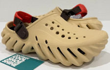 CROCS ECHO CLOG KIDS K SESAME TAN BROWN RED SANDALS STRAPS 208190-0HX 6Y 6