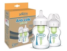 Image of Dr Browns Options+ Anti-Colic 150ml Glass Bottle - Wide Neck - Twin Pack - 0m+