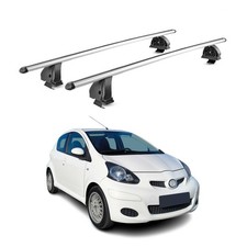 Alu Dachträger für Toyota Aygo I 2005-2014 TÜV T-Nut Abschließbar 2tlg Silber