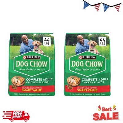 2P Purina Dog Chow Complete, Dry Dog Food for Adult High Protein, Chicken, 44 lb