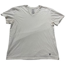Polo Ralph Lauren T-Shirt Mens L White Classic Fit V-Neck Cotton Pony Logo Basic