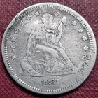 1861 Seated Liberty Quarter 25c VF Better Grade Details #102234