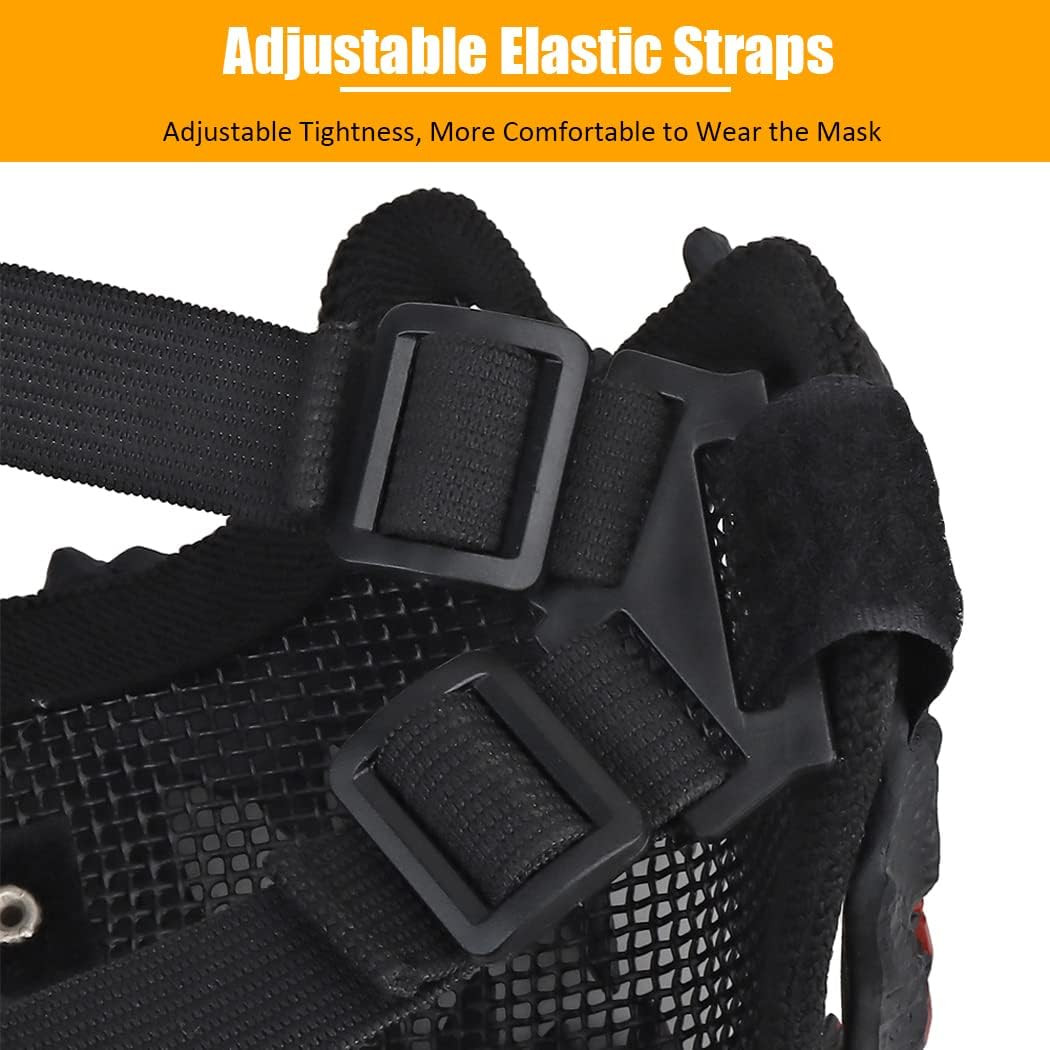 Airsoft Half Face Skull Masks Tactical Face with Ear Face Protection Mesh Mask f