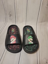 Super Mario Kids Size 1 Sandles Slip on Shoes Black Foam