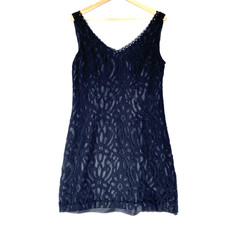 Scarlett Nite Little Black Dress 12 Crochet Lace Overlay Timeless Minimalist