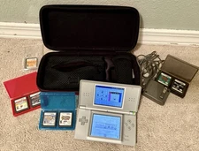 Nintendo DS Silver with Case Games Charger Accessories Bundle