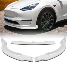 3 Pcs Front Bumper Lip Spoiler Splitter for 2020-2025 Tesla Model Y White