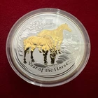 1 Troy Oz .999 Silver 2014 Lunar Series II Year of the Horse Coin w/ 24K Gilding