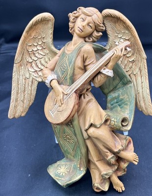 Fontanini Italy Angel Mandolin Harp Lute Wall Hanging 367 Spider Large 8  Signed