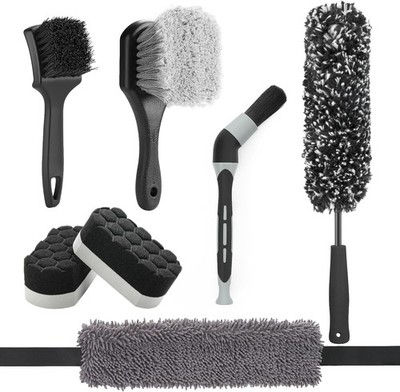 7PCS Car Wheel Brush Kit for Car Owners Detailers, Soft-bristled Brush, Tire bru
