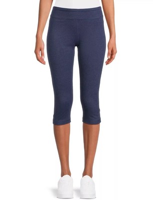 Women's Slim-Leg Capri Leggings XXL Indigo 07 (Blue Heather) Athletic Works NWT