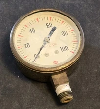 US Gauge Co. Vintage 10984 White Face 0- 100 PSI  2 3/4”  Steampunk