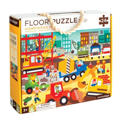 Petit Collage Floor Puzzle, Construction Site, 24-Pieces   Large Puzzle for Kids