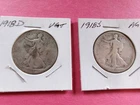 1918-D and 1918S Walking Liberty 90% Silver Half Dollar