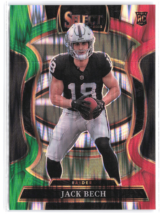 2025 Panini Select Jack Bech #6 Concourse Green and Red Prizm Shock Rc