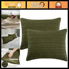 100 Cotton Waffle Pillow Shams King Size 20"x36" - Soft, Breathable, 2 Pack