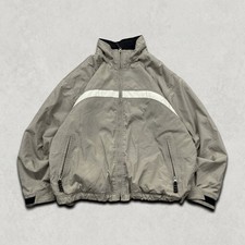 Gap Windbreaker Jacket Mens Large Y2K Fleece Lined Full Zip Coat, Beige