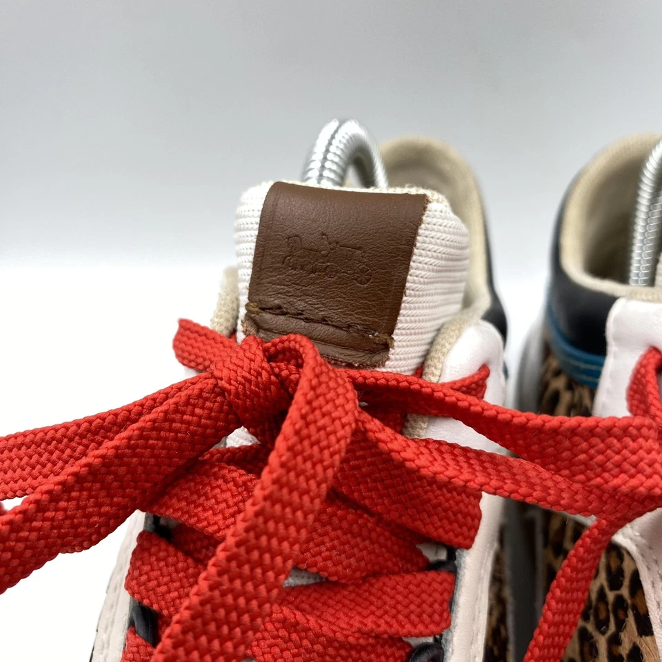 Zapatos Coach para mujer talla 6 estampado de leopardo cuero blanco gamuza parte superior baja C2344 Foto 4 de 4