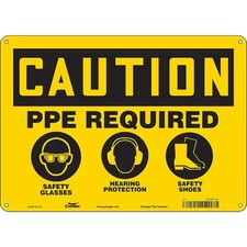 Condor 468P36 Safety Sign, 10 In Height, 14 In Width, Aluminum, Horizontal