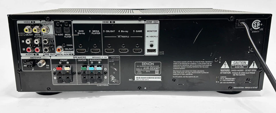 Receptor de cine en casa Denon AVR-S530BT 5.2 canales 4K HD audio video SIN CONTROL REMOTO Foto 2 de 4