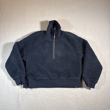 Varley 1/2 Zip Sherpa Pullover Womens Large Blue Mock Neck Cozy