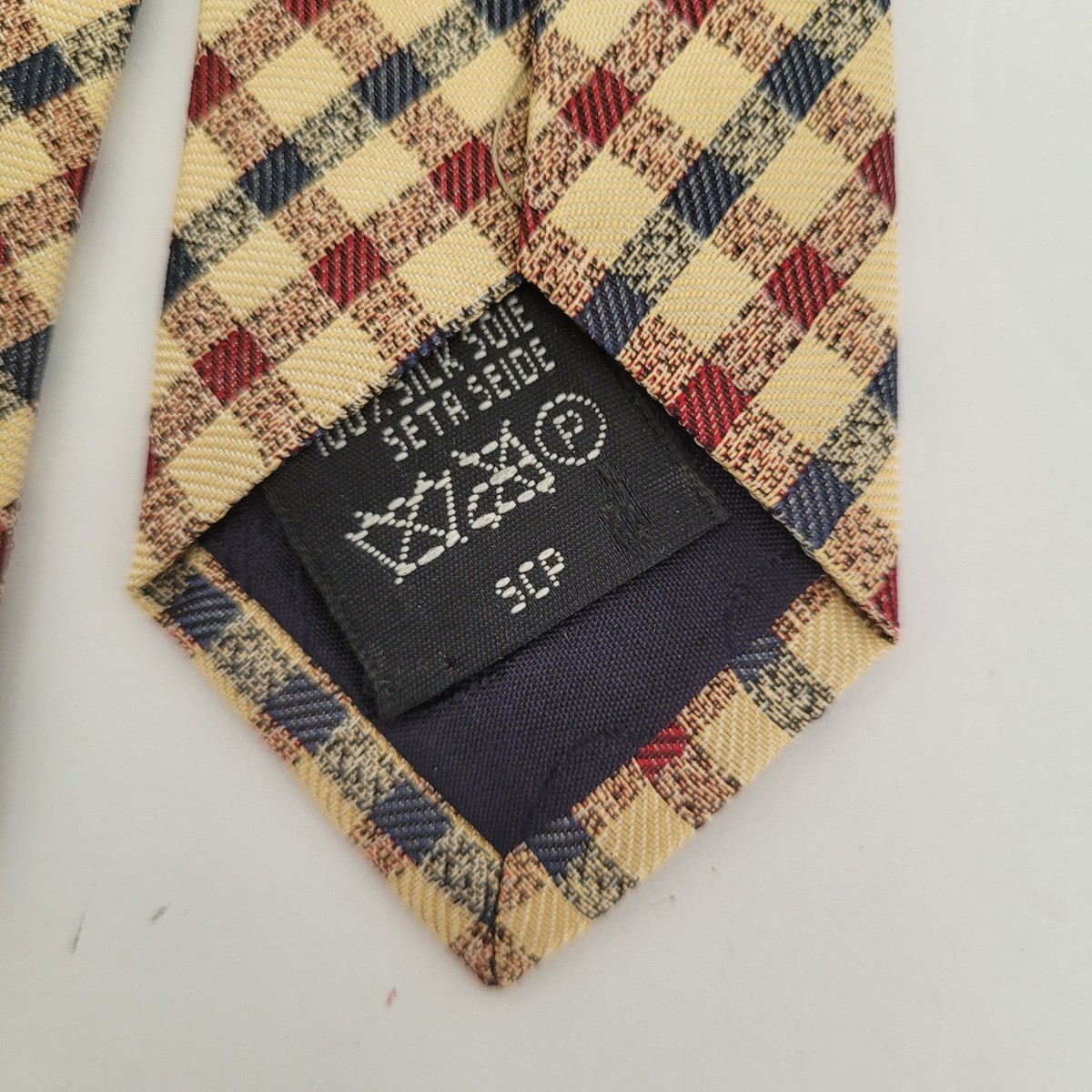 Dunhill Men's Neck Tie Made In England Designer Silk Multicolor Plaid Check Logo View 3