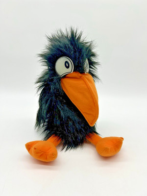 Squawking Beak Crow Toucan Hand Puppet 14  Black Orange Furry Bird Toy