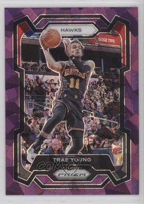 2023-24 Panini Prizm Purple Ice Prizm 140/149 Trae Young #3 s3g