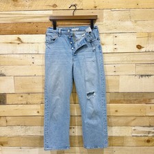 Levi's Ribcage Straight Ankle Jeans Size 28 Button Fly Blue Denim Women  s