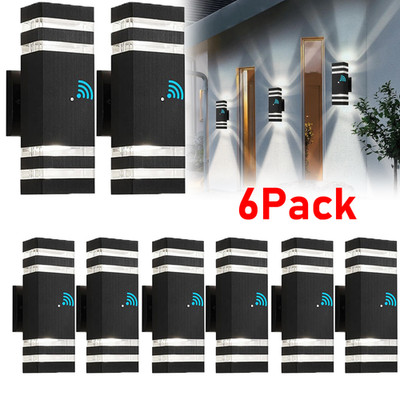 1-6Pcs LED Up Down Wall Light Outdoor Dual Wall Lamp Fixture Dusk to Dawn Sensor