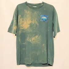 NO MERCY 90s Double Sided Graphic Green T Shirt Grunge Bleached VTG Large USA