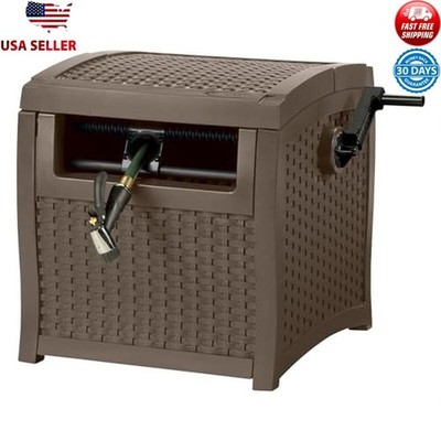 Garden Hose Reel W/ Smart Track Guide Durable Resin Compact Storage Solution New