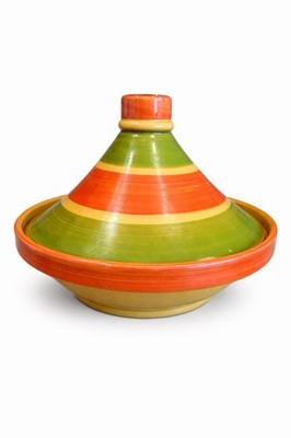 Val Do Sol Portugal Tagine Dish Lidded Bowl Green Orange Pottery