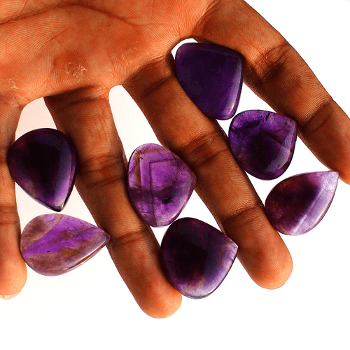 7 Pcs Natural Amethyst Rich Purple Top Grade 22.7mm-29mm Pear Cabochon Gemstones - Picture 8 of 10