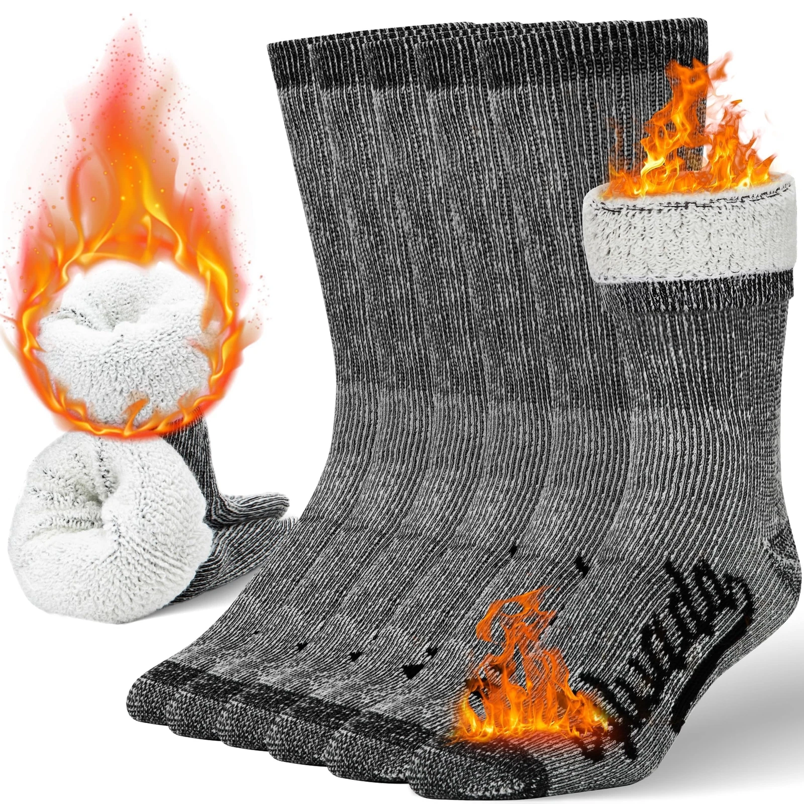 Alvada Mens Merino Wool Crew Socks Thermal and Warm Socks for Winter Work Hik...