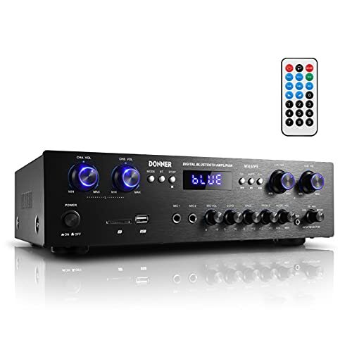 4 Channel Stereo Audio Amplifier Receiver, Bluetooth 5.0 Home Theater - Picture 1 of 5