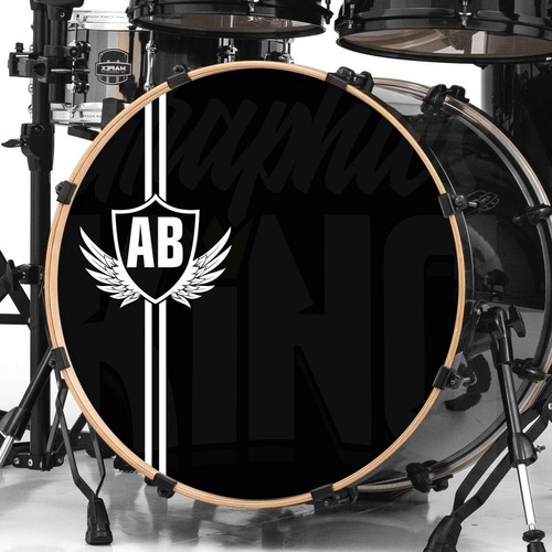 Custom Bass Drum Sticker Personalised Initials Shield Crest Kick Drum