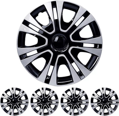 4x PREMIUM DESIGN Radkappen Radzierblenden 15 ZOLL Silber Schwarz