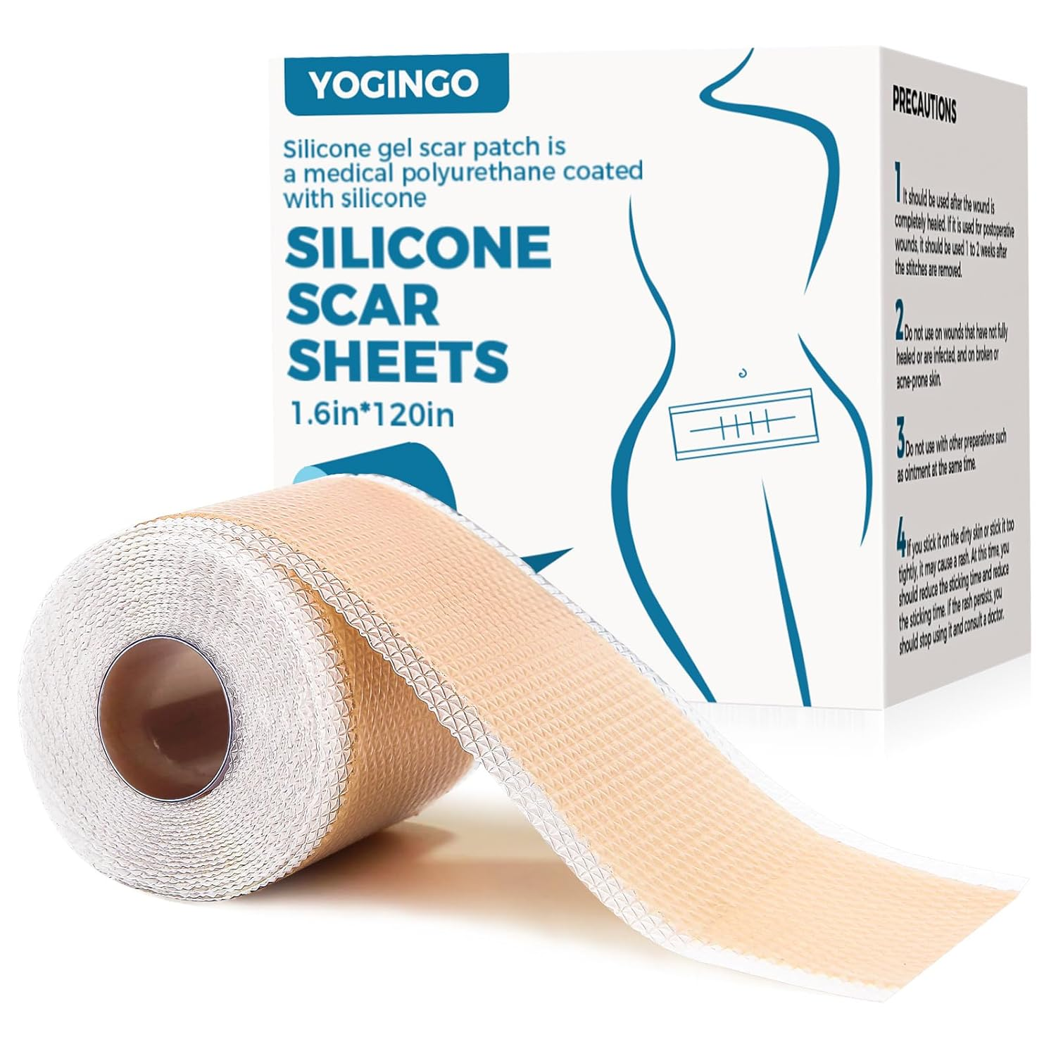 Silicone Scar Sheets (1.6” X 120” Roll-3M), Silicone Scar Tape Roll
