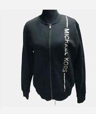 NWT 89.50 Michael Kors Zip Up Sweatshirt Black Men's Large